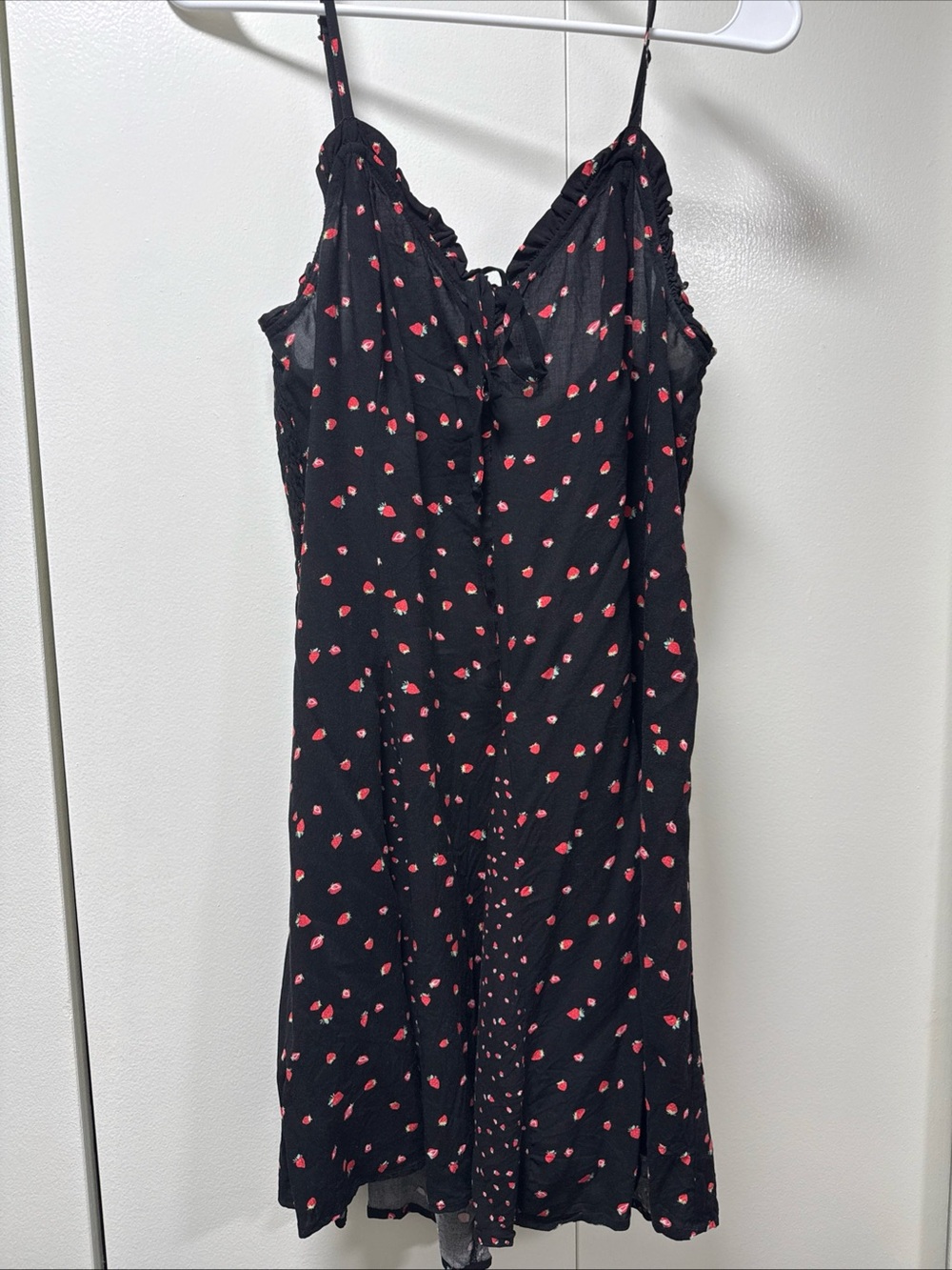 Wild Fable Women’s Black & Red Flare Short Dress XXL Smocked Lace Strawberry